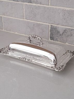 Vintage Crescent Silver Plate Butter Dish